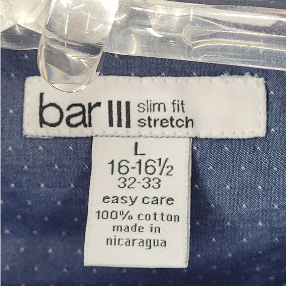Bar 3 Blue White Dot Long Sleeve Button Up Mens Shirt Size Large - Picture 4 of 13